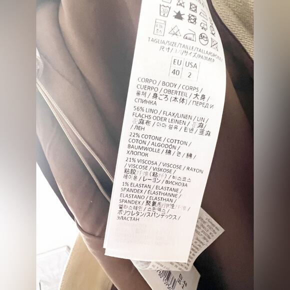 Eleventy Platinum Beige Linen Pleated Knee Length A-Line Skirt Size 2 - Picture 4 of 11